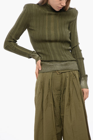 Open-knit Sweater with Jewel Buttons