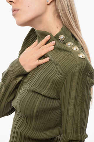 Open-knit Sweater with Jewel Buttons