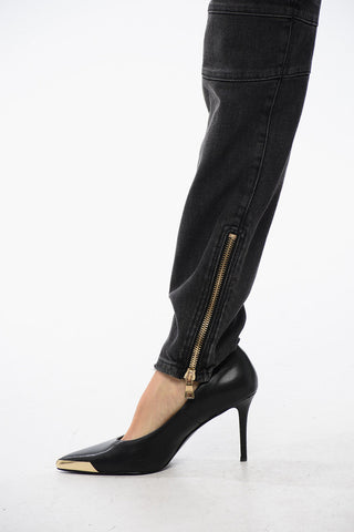 Jeans Biker con Dettagli Zip
