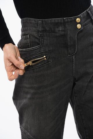 Jeans Biker con Dettagli Zip