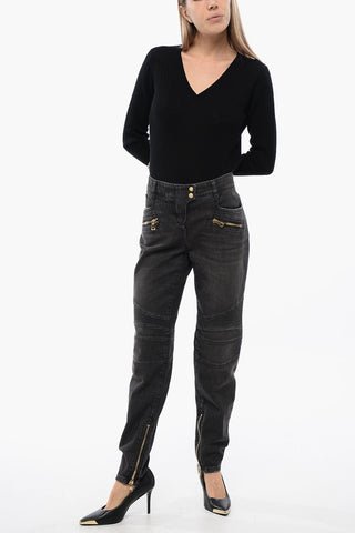 Jeans Biker con Dettagli Zip