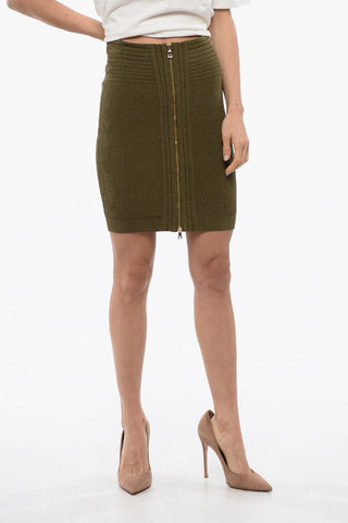 Knitted Miniskirt with Front Full Zip