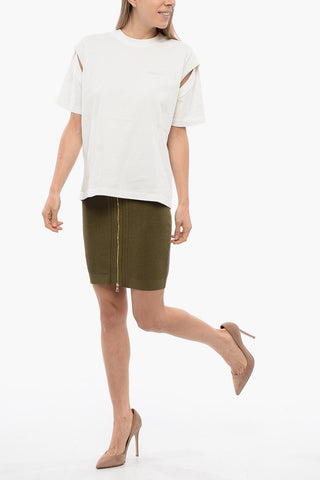 Knitted Miniskirt with Front Full Zip