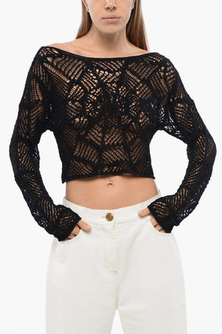 Crochet Cropped Top with Off Soulders