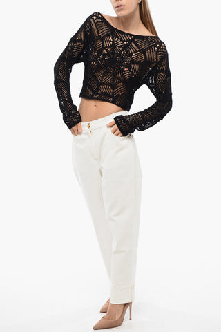 Crochet Cropped Top with Off Soulders
