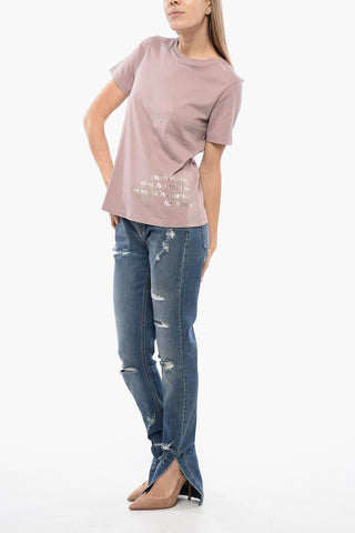 S Solid Color ARIS Crew-neck T-Shirt with Contrasting Details
