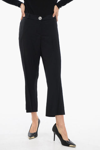 Low-rise Pants With Jewel Button