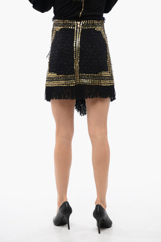 Minigonna A Portafoglio Sfrangiata Con Borchie