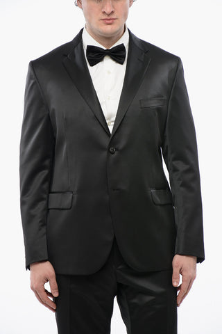 CC COLLECTION Satin 2-Buttons Suit with No Hem Pants