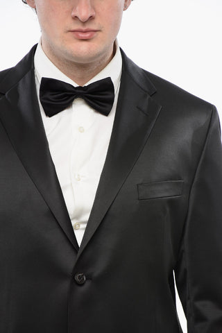CC COLLECTION Satin 2-Buttons Suit with No Hem Pants
