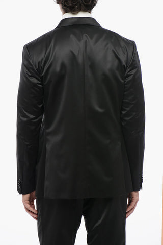 CC COLLECTION Satin 2-Buttons Suit with No Hem Pants