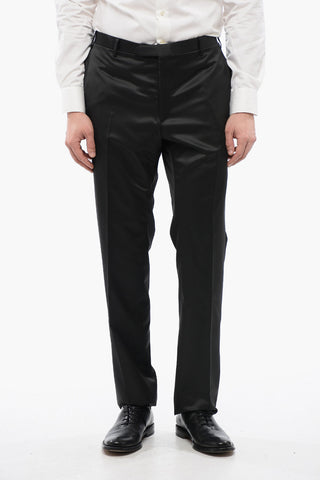 CC COLLECTION Satin 2-Buttons Suit with No Hem Pants