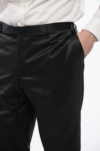 CC COLLECTION Satin 2-Buttons Suit with No Hem Pants