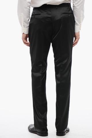 CC COLLECTION Satin 2-Buttons Suit with No Hem Pants