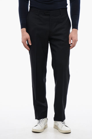 Solid Color Virgin Wool LEADER Pants with Belt Loops