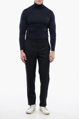 Solid Color Virgin Wool LEADER Pants with Belt Loops