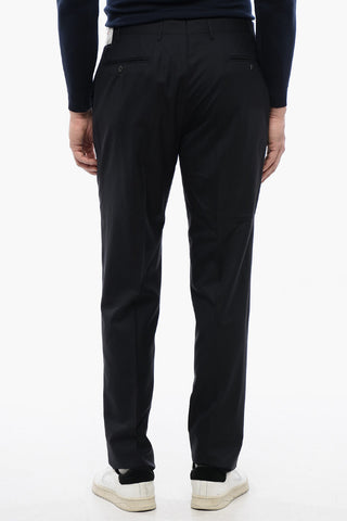 Solid Color Virgin Wool LEADER Pants with Belt Loops