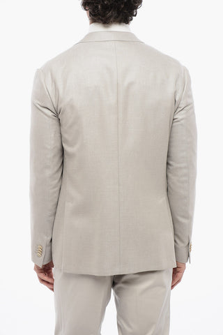 CC COLLECTION Silk and Virgin Wool Half-Lined 2-Buttons Blazer with Patch Pockets