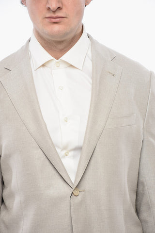 CC COLLECTION Silk and Virgin Wool Half-Lined 2-Buttons Blazer with Patch Pockets