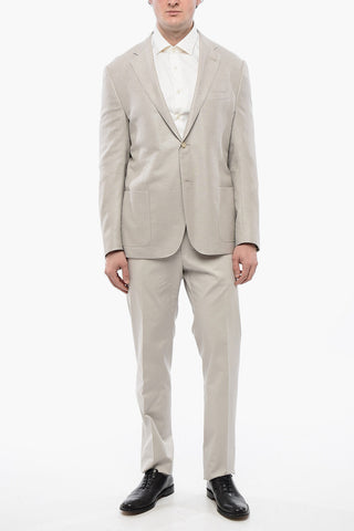 CC COLLECTION Silk and Virgin Wool Half-Lined 2-Buttons Blazer with Patch Pockets