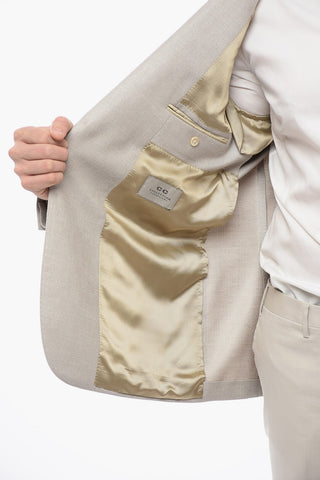 CC COLLECTION Silk and Virgin Wool Half-Lined 2-Buttons Blazer with Patch Pockets