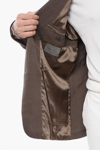 Blazer in Misto Lino Sfoderato con Tasche a Toppa