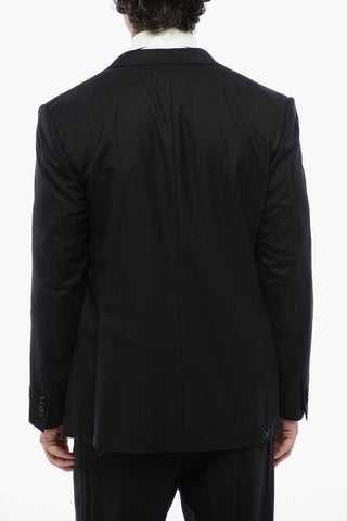 Virgin Wool 2-Button Jacket with Two Vents and Flap Pockets