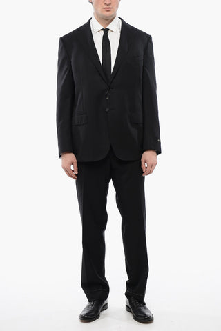 Virgin Wool 2-Button Jacket with Two Vents and Flap Pockets