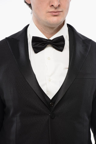 Geomtric-pattern CERIMONIA ACADEMY Suit with Satin Lapel