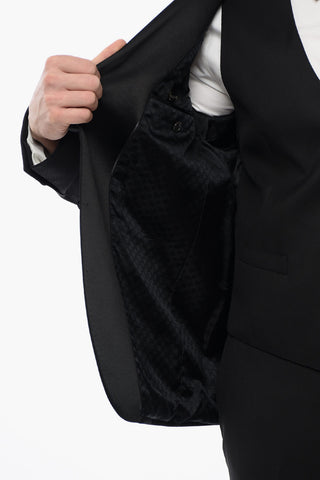 Geomtric-pattern CERIMONIA ACADEMY Suit with Satin Lapel