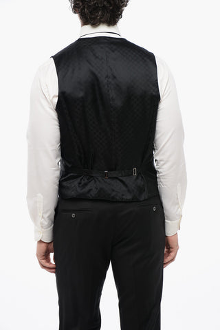 Geomtric-pattern CERIMONIA ACADEMY Suit with Satin Lapel