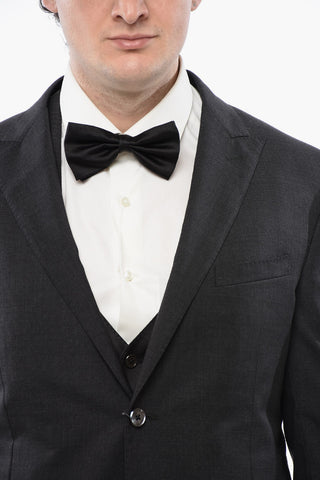 Virgin Wool Center Vent Peak Lapel CERIM.LEADER 3 Piece Waistcoat Suit