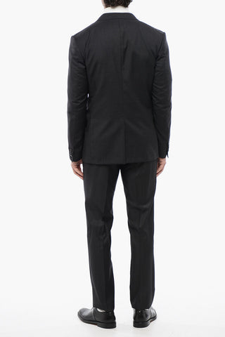 Virgin Wool Center Vent Peak Lapel CERIM.LEADER 3 Piece Waistcoat Suit