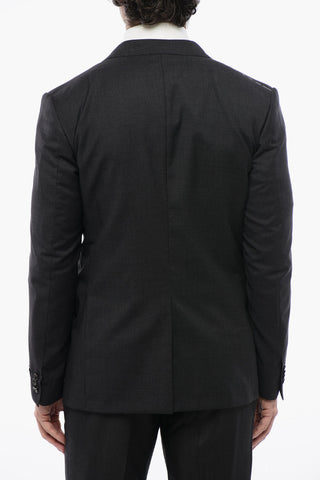 Virgin Wool Center Vent Peak Lapel CERIM.LEADER 3 Piece Waistcoat Suit