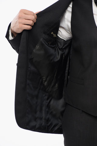 Virgin Wool Center Vent Peak Lapel CERIM.LEADER 3 Piece Waistcoat Suit