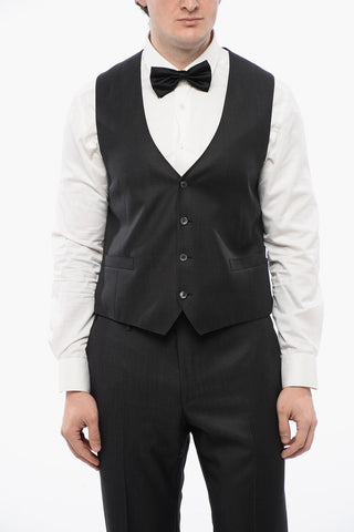 Virgin Wool Center Vent Peak Lapel CERIM.LEADER 3 Piece Waistcoat Suit