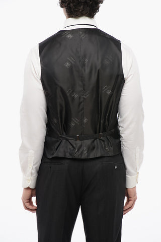 Virgin Wool Center Vent Peak Lapel CERIM.LEADER 3 Piece Waistcoat Suit
