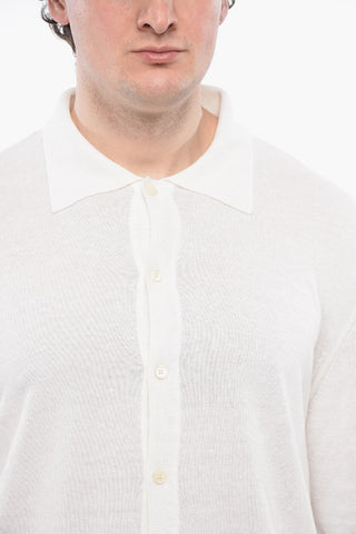 Cardigan in Lino E Seta con Collo a Polo