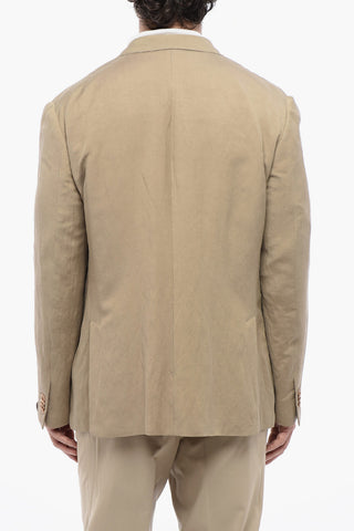 Linen and Silk Side Vents Notch Lapel 2-Button Blazer