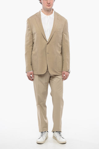 Linen and Silk Side Vents Notch Lapel 2-Button Blazer