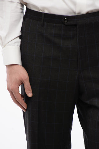 Pantaloni in Lana e Cashmere a Quadri Windowpane