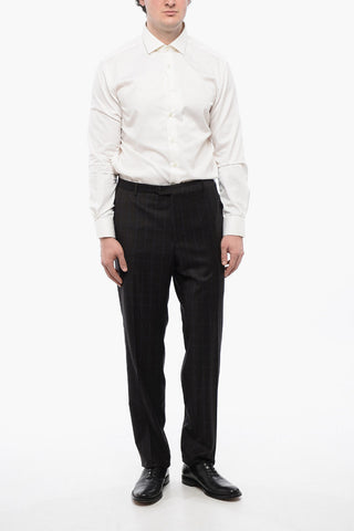 Pantaloni in Lana e Cashmere a Quadri Windowpane