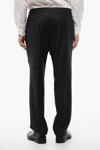 Pantaloni in Lana e Cashmere a Quadri Windowpane