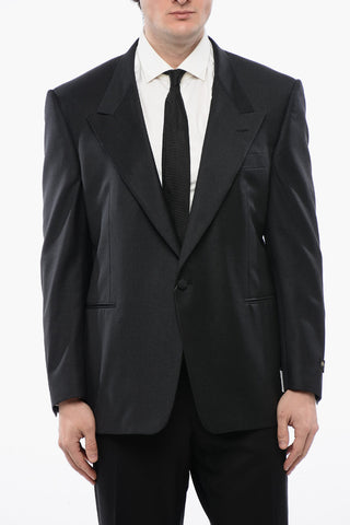 Virgin Wool Blazer CERIMONIA MASTER with Peak Lapel