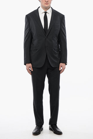 Virgin Wool Side Vents Notch Lapel 2-Button Suit