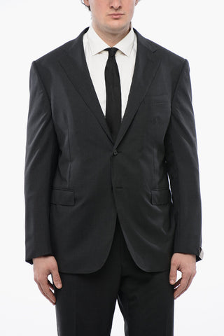 Virgin Wool Side Vents Notch Lapel 2-Button Suit