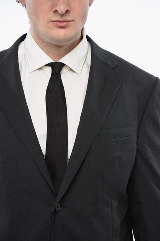 Virgin Wool Side Vents Notch Lapel 2-Button Suit
