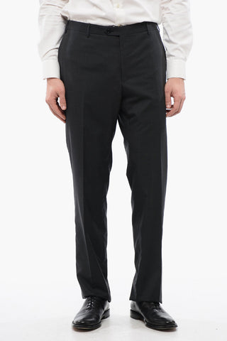 Virgin Wool Side Vents Notch Lapel 2-Button Suit