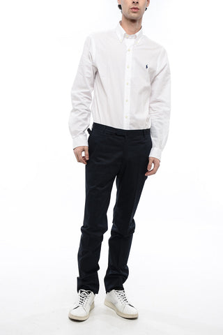 Cotton Slim Fit Pants With Martingale