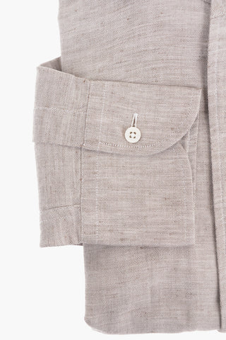 ID Camicia in Misto Lino con Collo Francese e Taschino